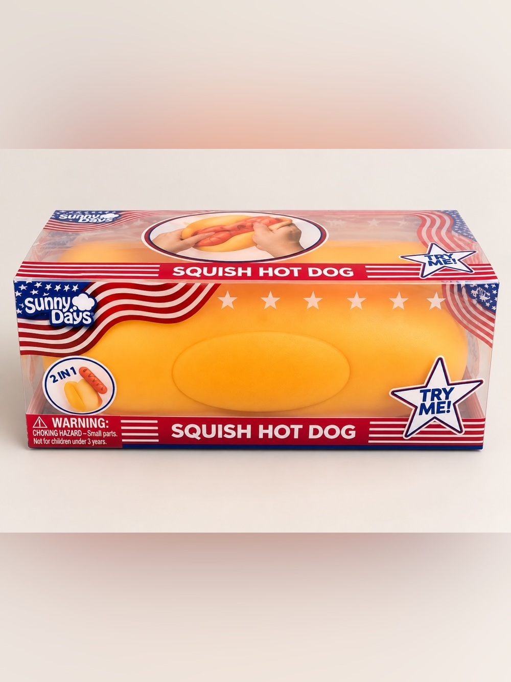 Squish Hot Dog Plush Toy - Yellow Bun